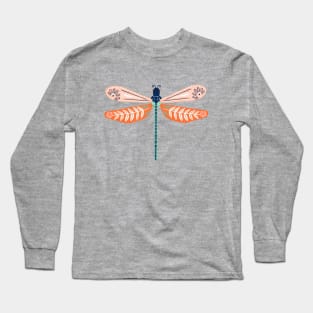 Folk Art Dragonfly - Blush & Mint Long Sleeve T-Shirt